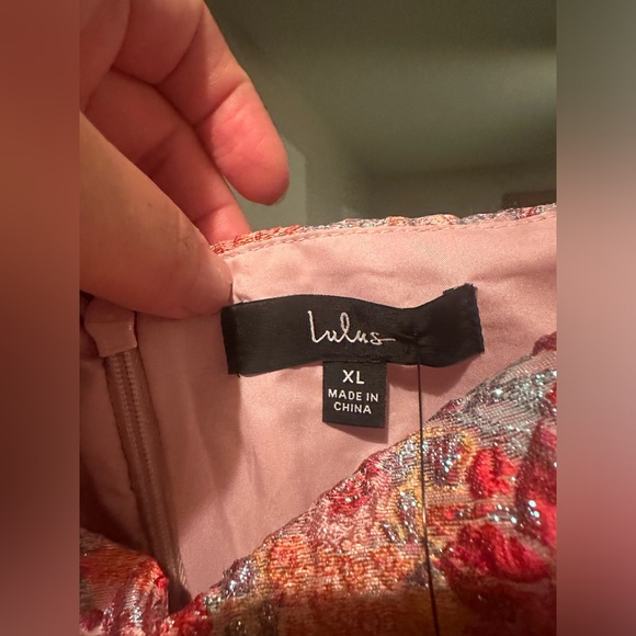 Lulus Sweetest Essence Blush Floral Jacquard Puff Sleeve Mini Cocktail Dress - Picture 7 of 8